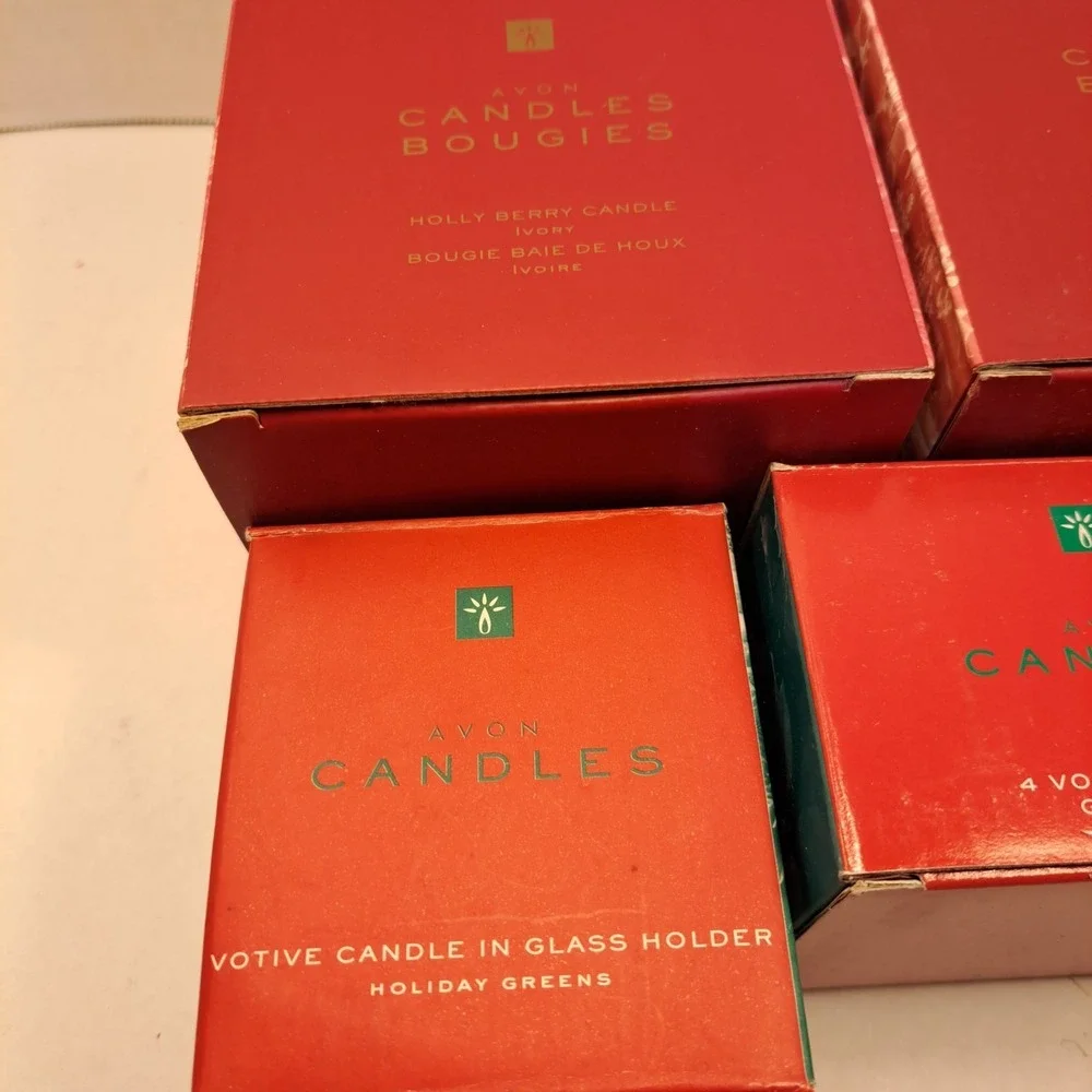 Avon Lot of 8 Fragranced Holiday Christmas Candles Pillar Tealights Votive